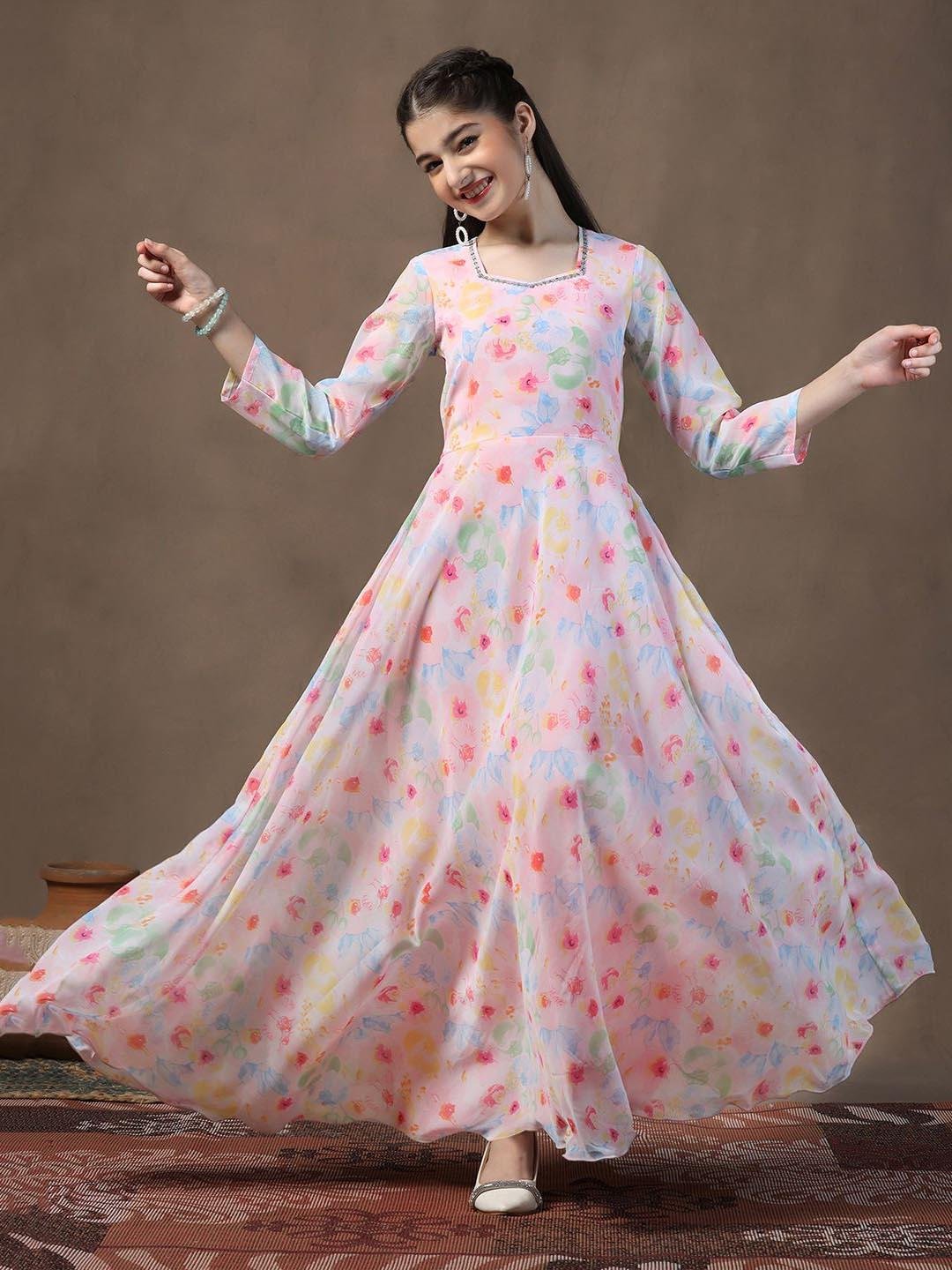 Shivaya Clothing offers pink flower long dress for womens